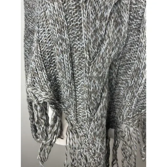 Inis Crafts 100% Merino Wool Poncho Sweater Cape Fringe Brown Irish Made S/M - Picture 7 of 16